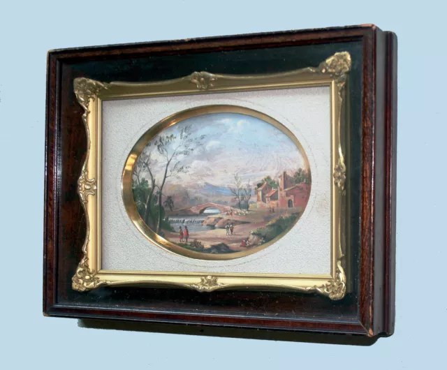 Late 17Th/Early 18Th? Old Master Style Landscape, Figures Miniature Oil Painting
