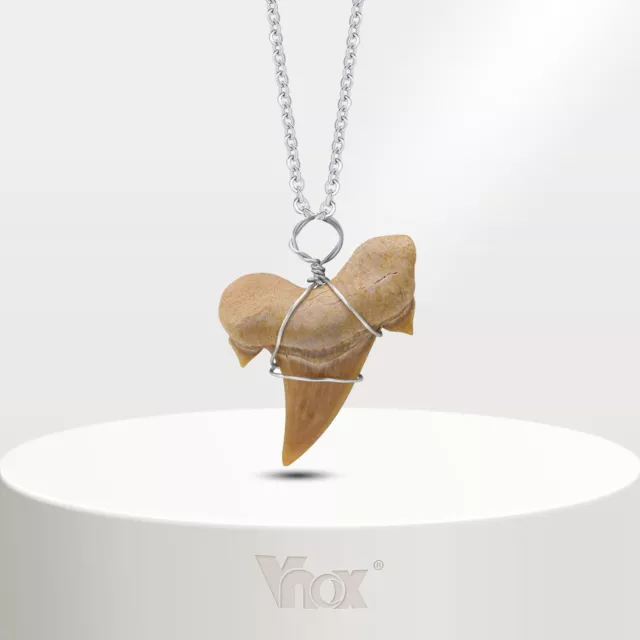 Vnox Shark Tooth Necklaces for Men, Unique Natural Stone Animal Teeth Pendant