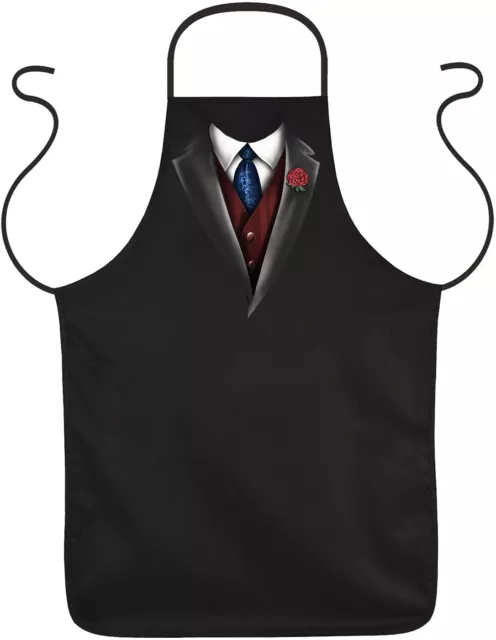 Uomo Grembiule da Cucina Smoking Cravatta Gilet Partyschuerze Divertenti Griglia