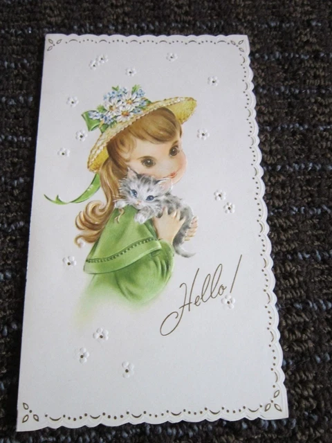 VINTAGE GET WELL Card Cat Kitten Victorian Girl W Hat Daisies Diecut FREE SHIP 9 95 PicClick vintage-get-well-card-cat-kitten-victorian-girl-w-hat-daisies-diecut-free-ship-9-95-picclick