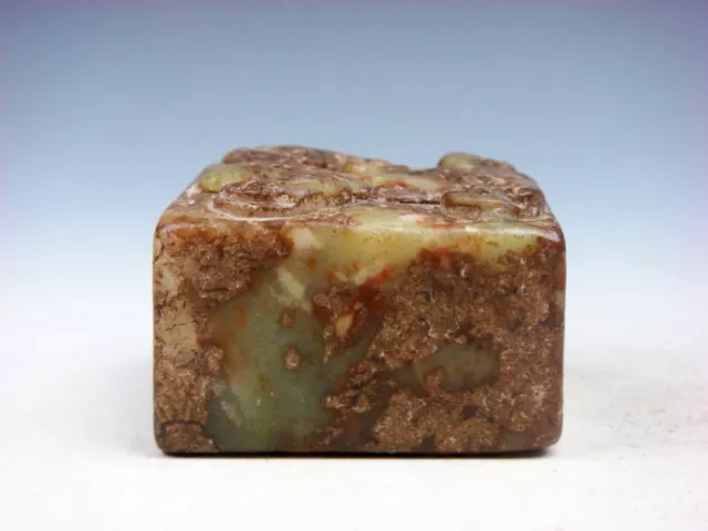 Old Nephrite Jade Stone Carved Seal Paperweight Monster FOO DOG LION #03062008