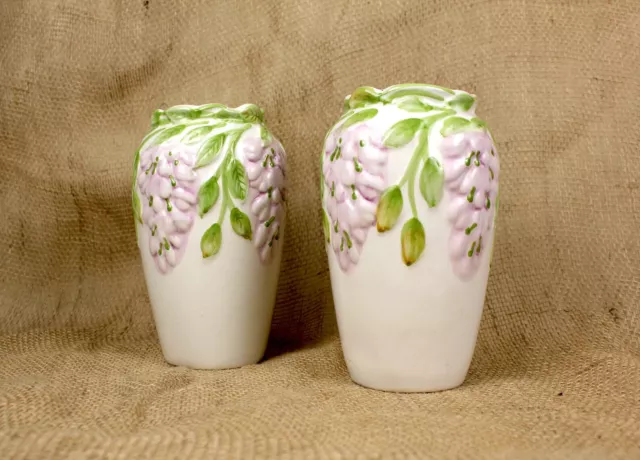 Pair of SylvaC Floral Vases Ceramic Wisteria Pots Vintage Display Pottery