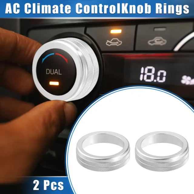 2pcs AC Climate Control Knob Ring for Toyota Highlander 2020-2022 Silver Tone