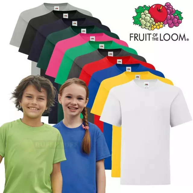 Kids T-Shirt Fruit of the Loom Childrens Plain School Sports PE Youth T-Shirts