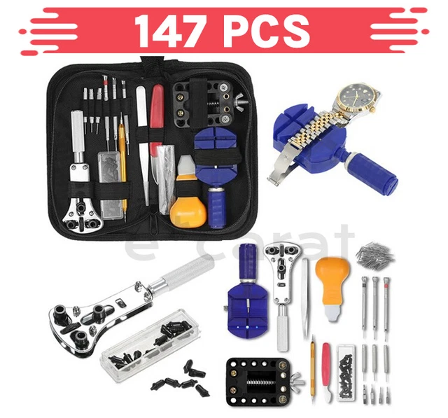 147 Pcs Watch Repair Kit Watchmaker Back Case Remover Opener Link Pin Spring Bar