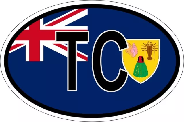 Sticker Oval Flag Code Country TC Turks Caicos