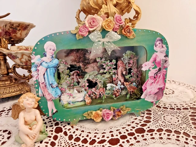 Exquisite Michal Negrin Victorian Roses Fantasy Diroama 3D Picture Crystals WOW
