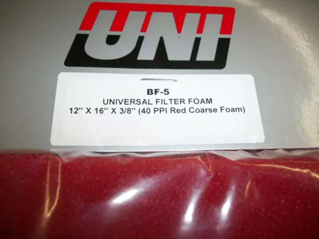 Uni Coarse Air Filter Bulk Foam 40 PPI 12" x 16" x 3/8" Red  BF-5