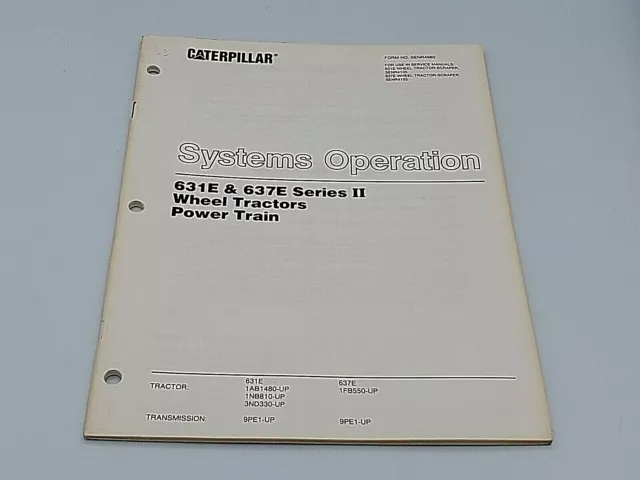 CAT Caterpillar 631E 637E Series II 2 Tractors Power Train Systems Operation