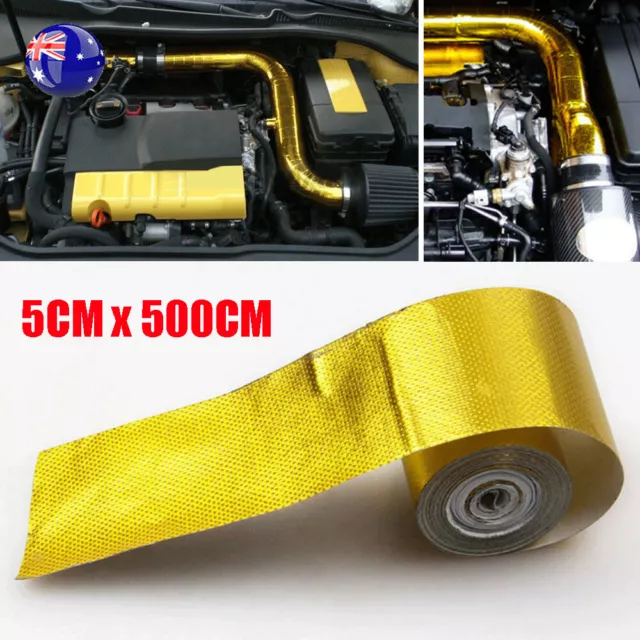 5M Gold Heat Shield Wrap Tape Car Turbo Intake Pipe Engine Reflective Insulation