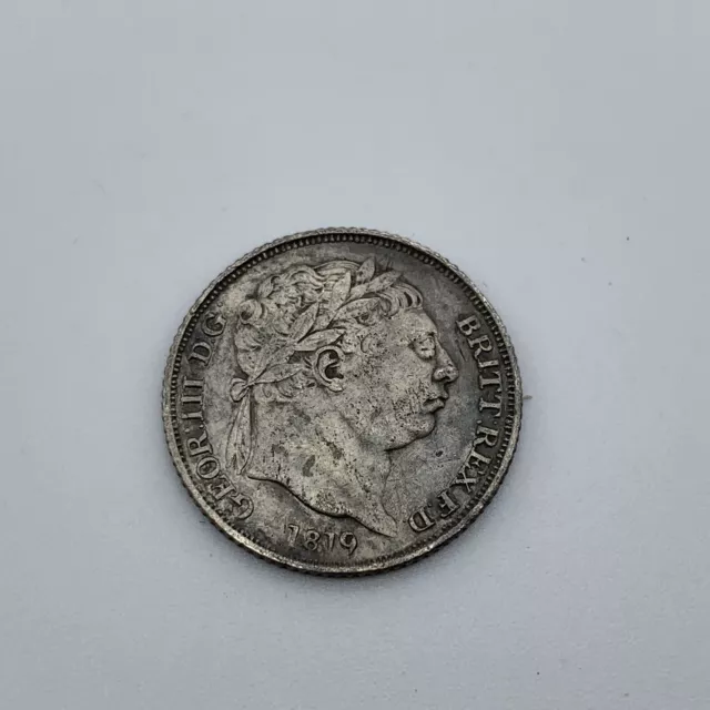 1819 King George III Sterling Silver 6d Sixpence Coin