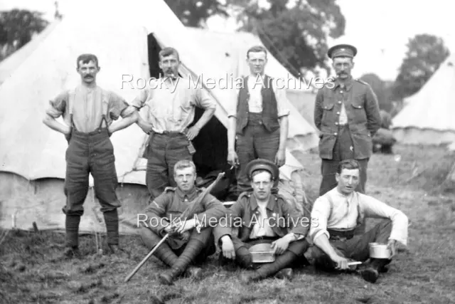 Oyh-8 WWI, Military, Kings Own Yorkshire Light Infantry Soldiers At Camp. Photo