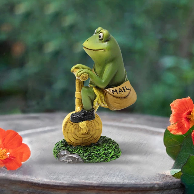 Résine Facteur Grenouille Figurine Art Artisanat Mignon Bureau Peint À La Main