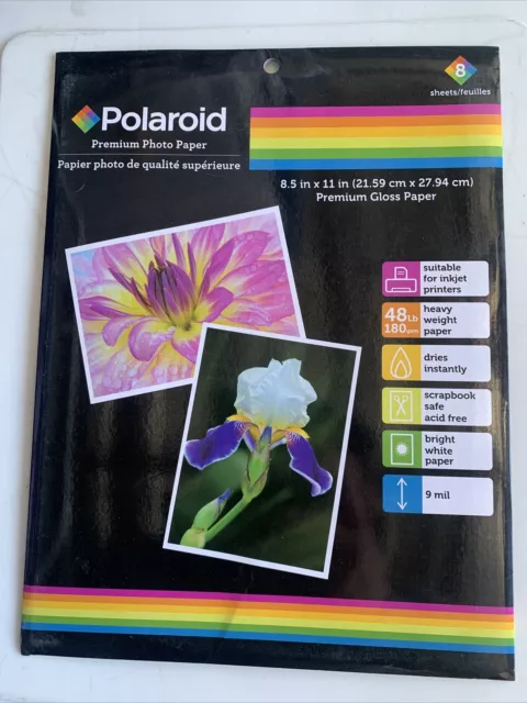 Polaroid Premium Gloss Photo Paper 8.5 in x 11 in 8 sheets Lot Of 10