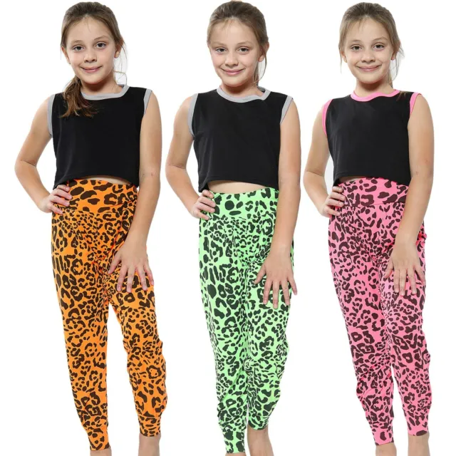 Kids Girls Ali Baba Harem Trouser Leopard Print Fashion Trendy Leggings 5-13 Yrs