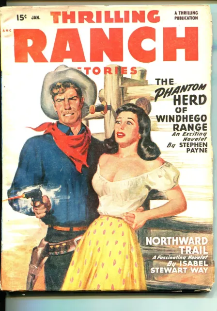 Pulp:  Thrilling Ranch Stories 01/1949-Western Pulp Fiction-Headlights-Mccull...