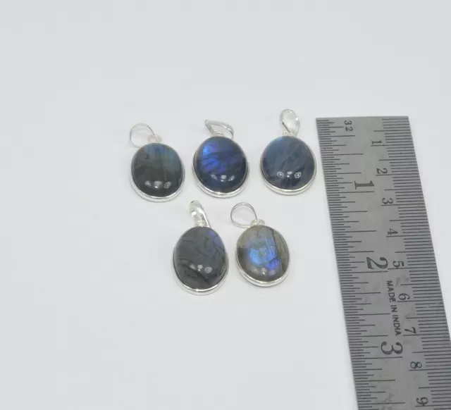 Wholesale 5Pc 925 Sterling Silver Blue Fiery Labradorite Pendant Lot Gtc171 r924