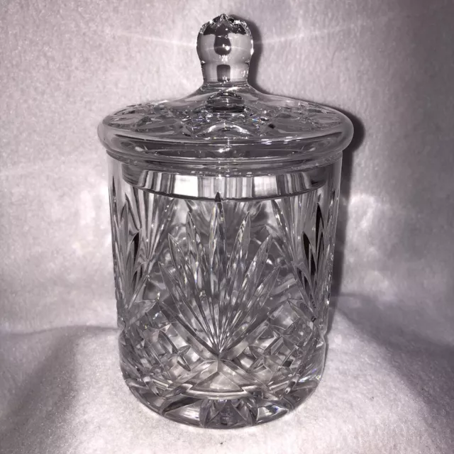 Hand Cut Mouthblown Crystal Biscuit Barrel Jar Hungary Crystal Clear Industries