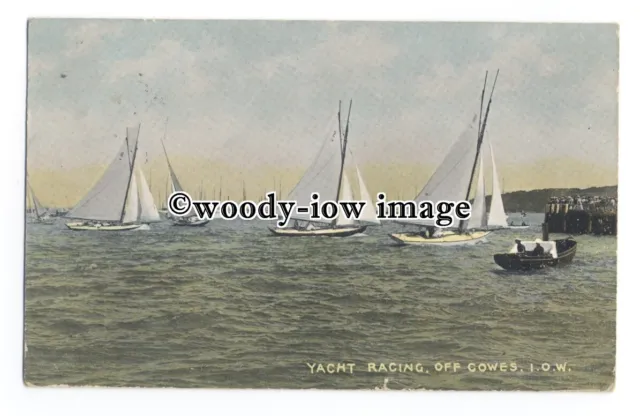 h1467 - Isle of Wight - Close up of the Yacht Racing off Cowes Parade - Postcard
