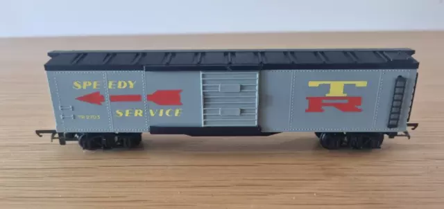 VINTAGE Tri-ang OO Gauge Railways R136 Long Box Car 'Speedy Service' Grey