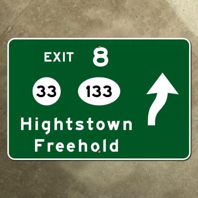 NEW JERSEY HIGHWAY marker road sign exit 8 Freehold arrow turnpike 1961