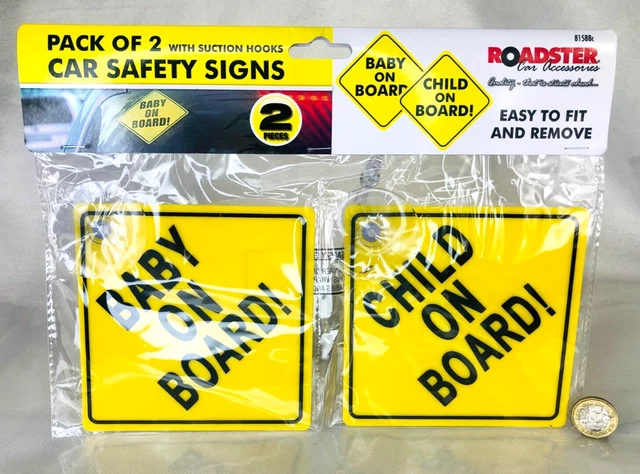 Auto Sicherheitsschilder Baby an Bord Kind an Bord 2 Stck. einfach zu montieren gelb hell dup