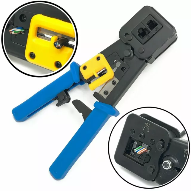 Professional Rj45 Crimp Tool Cat5 Cat6 Ez Pass Through Connector Network Crimper