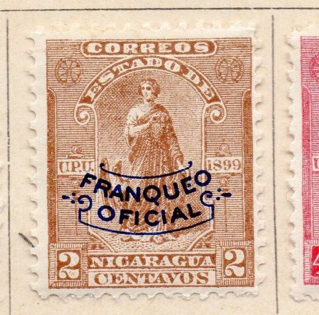 Nicaragua 1899 Early Issue Fine Mint Hinged Optd Franqueo Official 2c. 155338