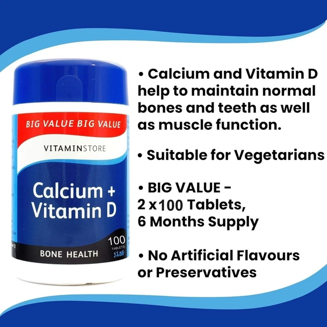 CALCIUM VITAMIN D3 Tablets Bone Health Vegetarian 2 x 200 Pack £11.49 ...