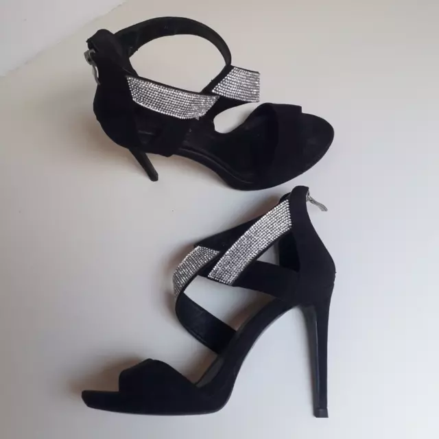 SANDALI CON TACCO neri con strass Tulipano n. 38 plateau scarpe decolte pelle EUR 12 00 PicClick IT