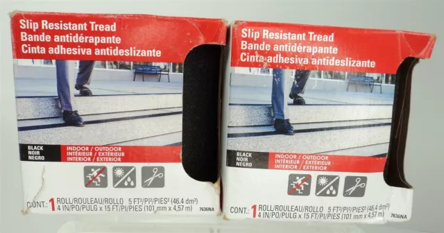 3M Safety-Walk Step & Ladder Anti-Slip Black Tread Tape, 4" x 15' - 2 Rolls
