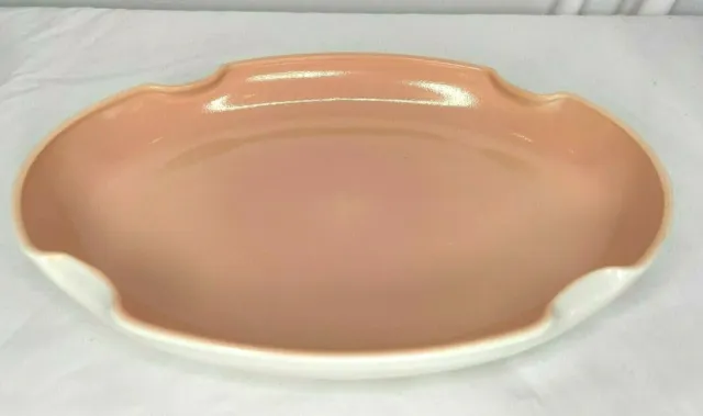 Anchor Hocking Vitrock Salmon Pink Depression Milk Glass  Art Deco Console Bowl