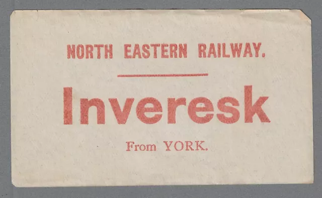 NORTH EASTERN RAILWAY GEPÄCKETIKETT - INVERESK (LWR Etui) aus York