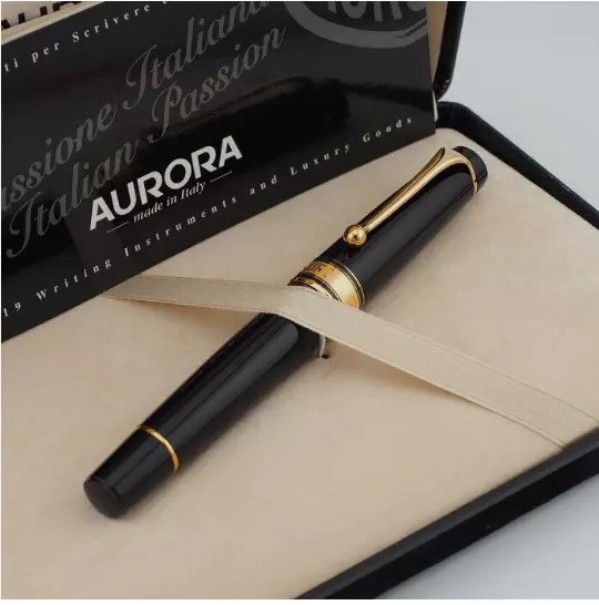 Aurora Optima Black Fountain Pen Nib 14K B Writing Implement From Japan