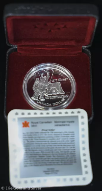 1972-1997 Canada Hockey 34 Seconds to Eternity Proof Silver Dollar w/ Box & COA