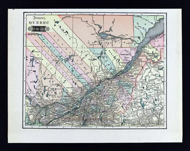 1901 Tunison Map Quebec Canada Montreal Ottawa St. Lawrence Sherbrooke Sorel CA