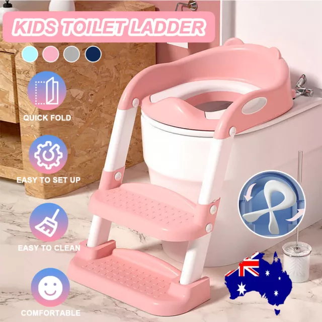 Kids Toilet Seat Ladder Baby Toddler Potty Training Step Trainer Non Slip Safety