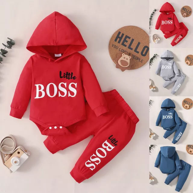 LITTLE BOSS Baby Boys Newborn Sweatshirt Tops Pants Tracksuit Outfit Set Clothes