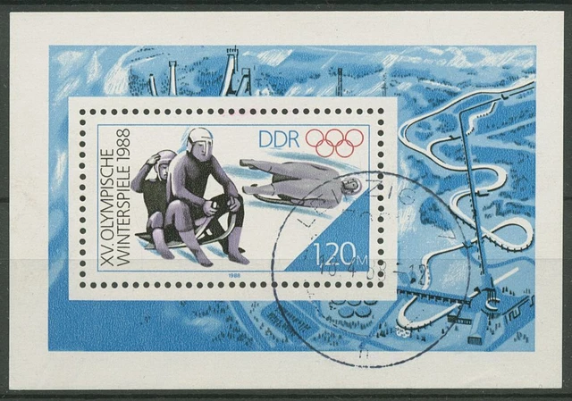DDR 1988 Olympia Winterspiele Calgary Block 90 gestempelt (C96909)