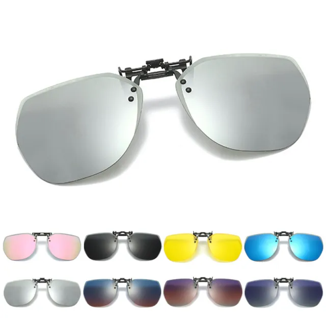Polygon Polarized Clip On Flip-up Sunglasses for Women Over Prescription Glasses