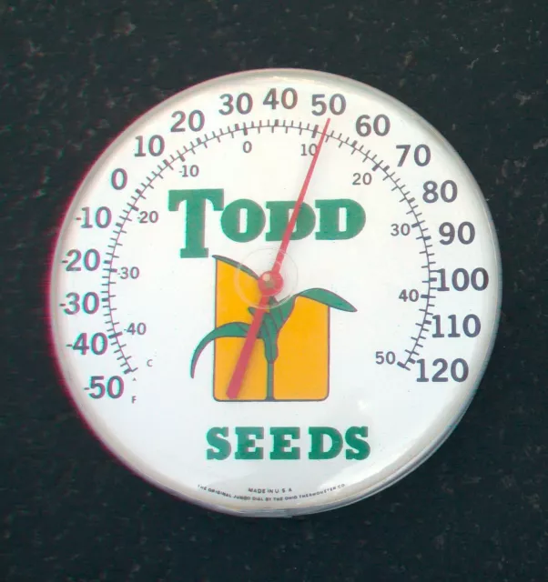 Vintage Todd Hybrids Seed Corn Farm Advertising Thermometer - Burlington Indiana