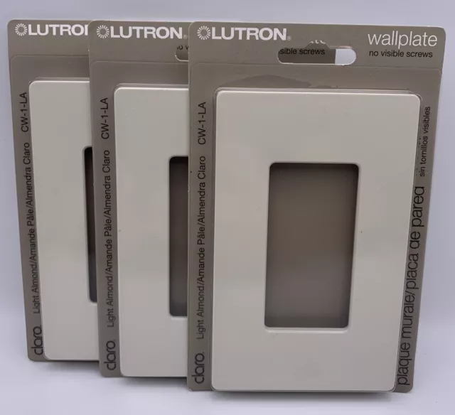 Lutron Claro CW-1-LA Light Almond  Lot Of 3 Wallplates - NEW