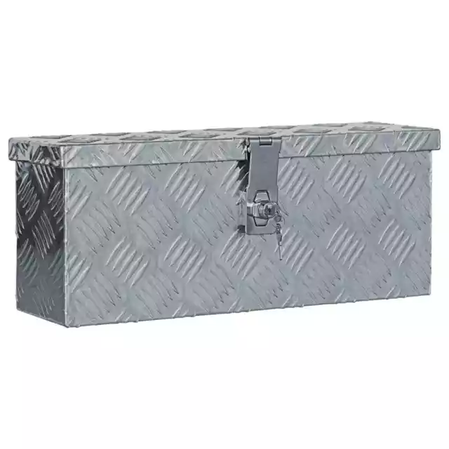 Small Metal Storage Box with Lid Aluminium Tool Tin Lockable 48.5x14x20cm
