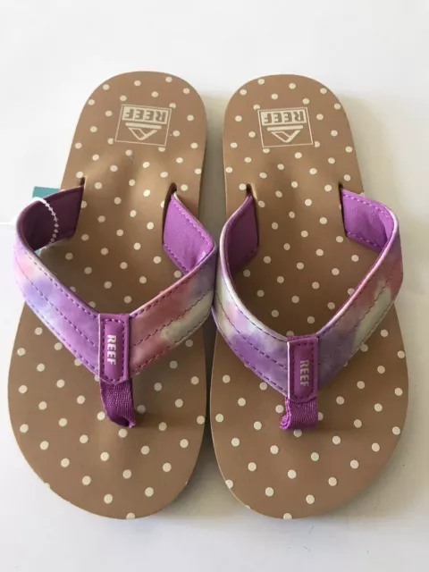 Little Girls Reef Uni Purple Watercolor Flip Flop Beach/Pool Sandals Size 2 Nwt