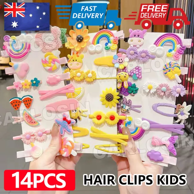 14 PCS Hair Clips Girls Infant Baby Pin Hair Hairpin Toddler Kids Cute OZ