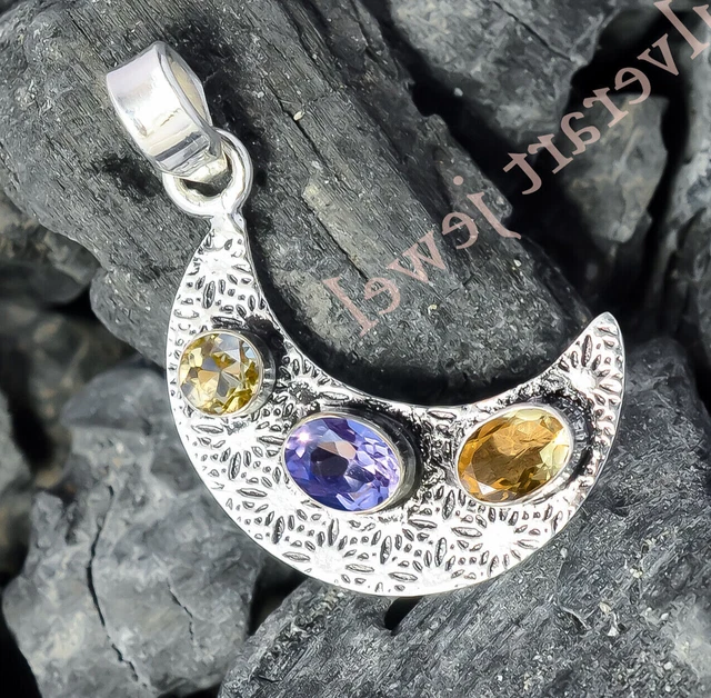 Facettierter Amethyst, Citrin Topas Anhänger 925 Sterling Silber Kinderschmuck