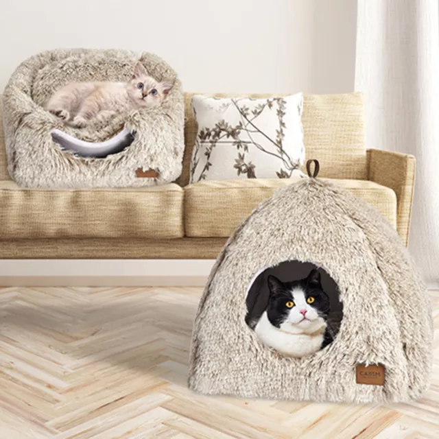 Cat Cave Bed Calming Cuddle Soft Warm Plush Sleeping Nest Tent House Washable