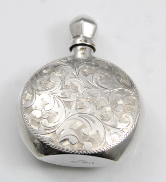 Vintage 950 Sterling Ornate Design 2" by 1.5" Size Perfume Holder/Engraved R.L.