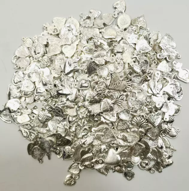 250 Hearts MILAGROS Silver color mexican folk art, wholesale lot, ½ pound