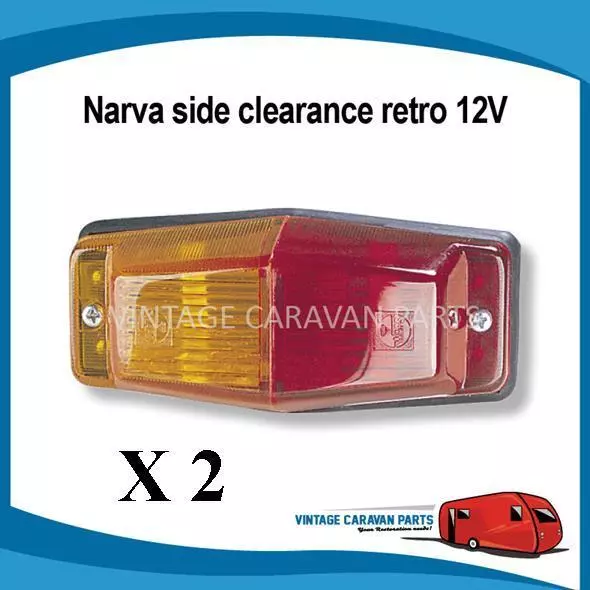 Caravan Side Light Clearance "Coffin Shaped" ( X2 ) Narva 12V Trailer85750 E0151